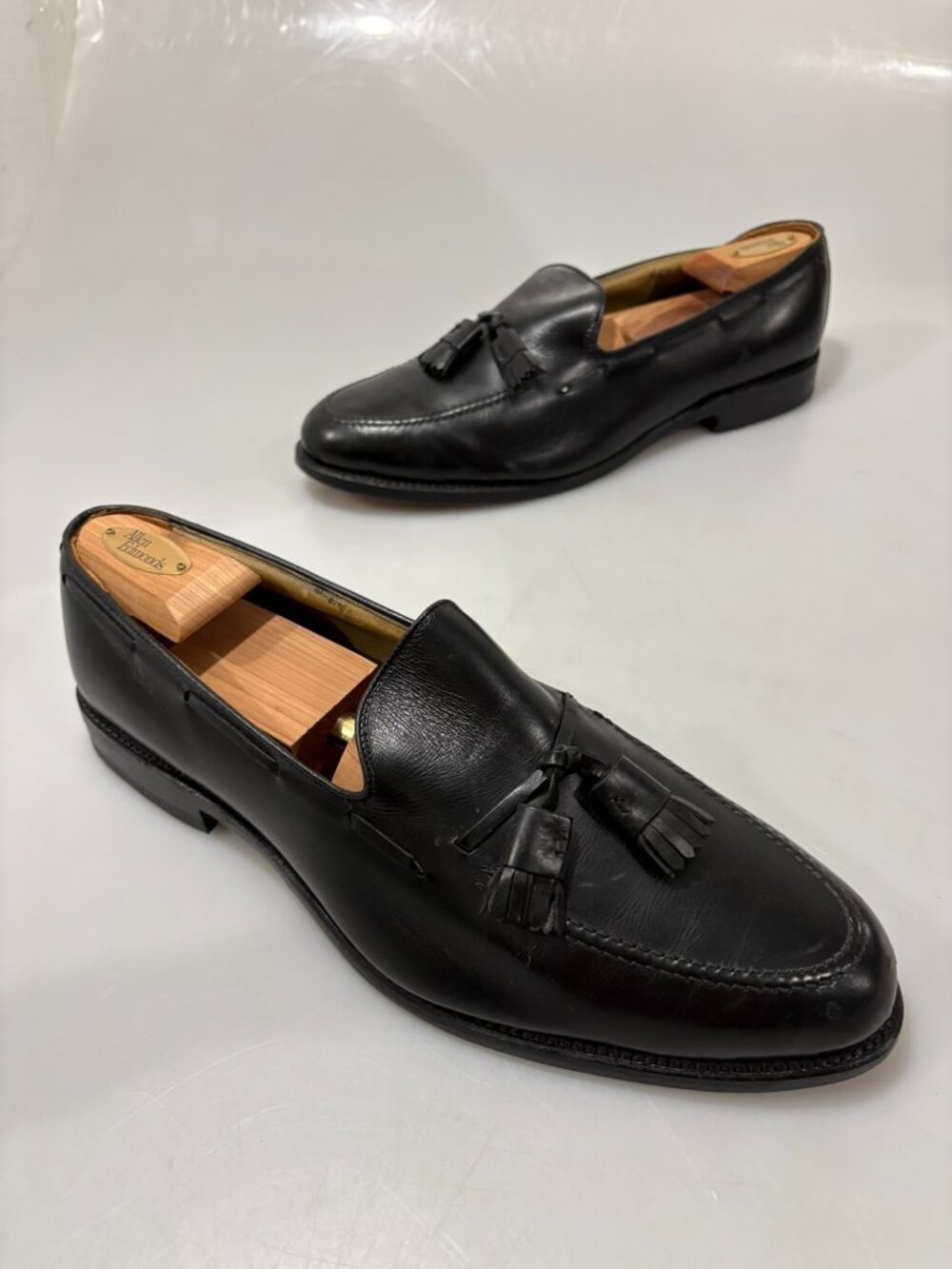 Allen Edmonds 11.5 Grayson Black Leather Tassel Loafers w Shoe Trees Made in USA